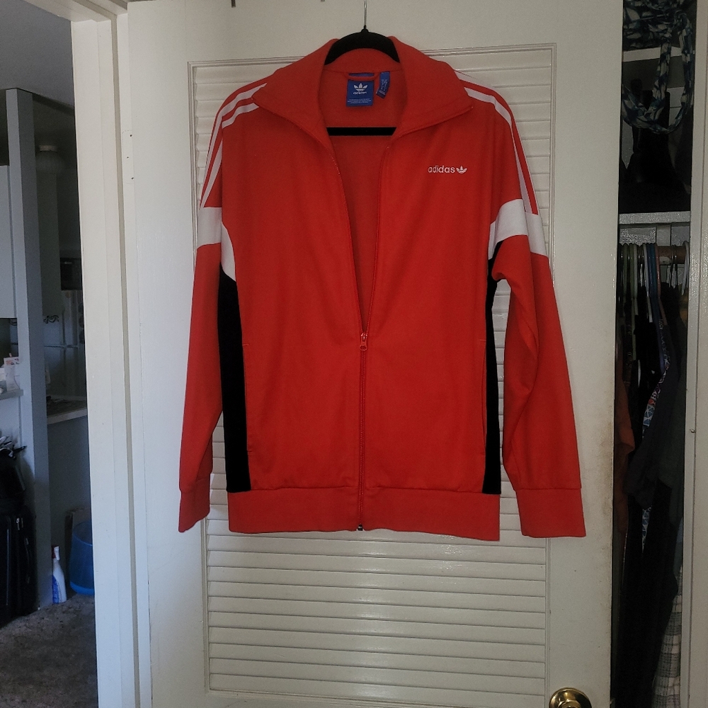 Adidas Men's Red and Navy Blue Track Jacket